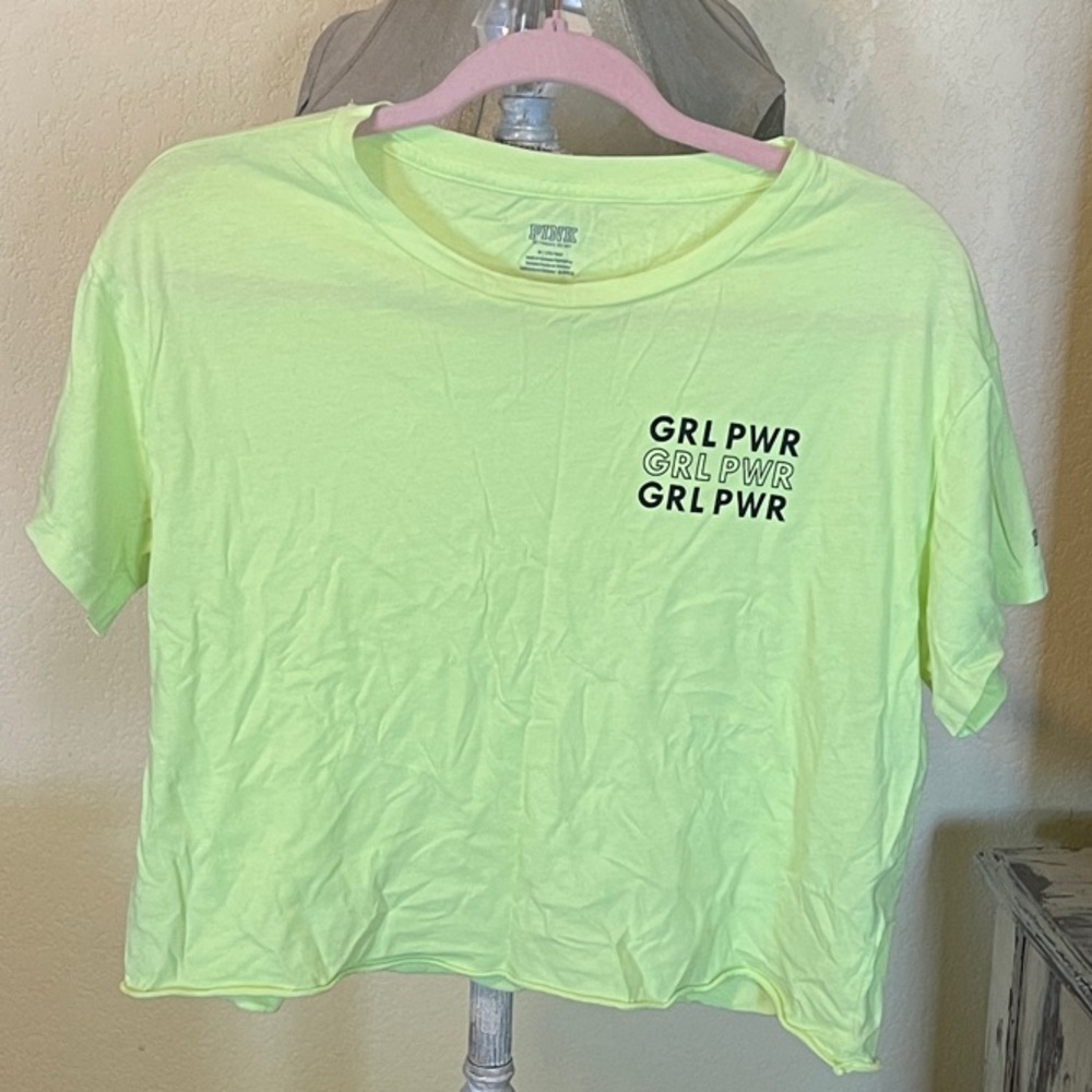 PINK Victoria's Secret Neon Yellow Crop Top